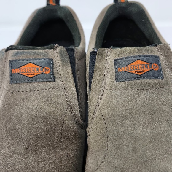 Merrell Men Jungle Moc Alloy Toe Work Shoes Brown Suede Size 7 M Slip On Comfort - Picture 4 of 11